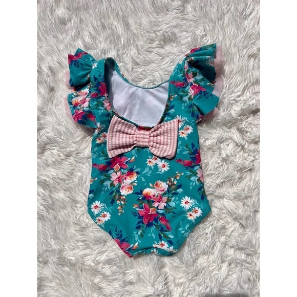 Nwt Floral Baby Swimsuit, Size 6-12 months Ruffle Butts - Picture 3 of 5